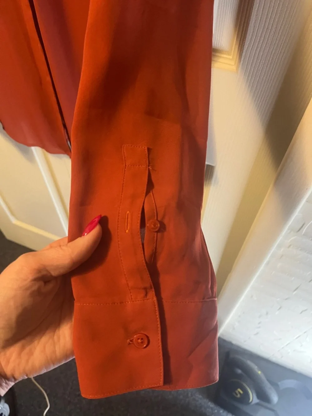 Express Rust-Red Button Front Blouse - Picture 5 of 6